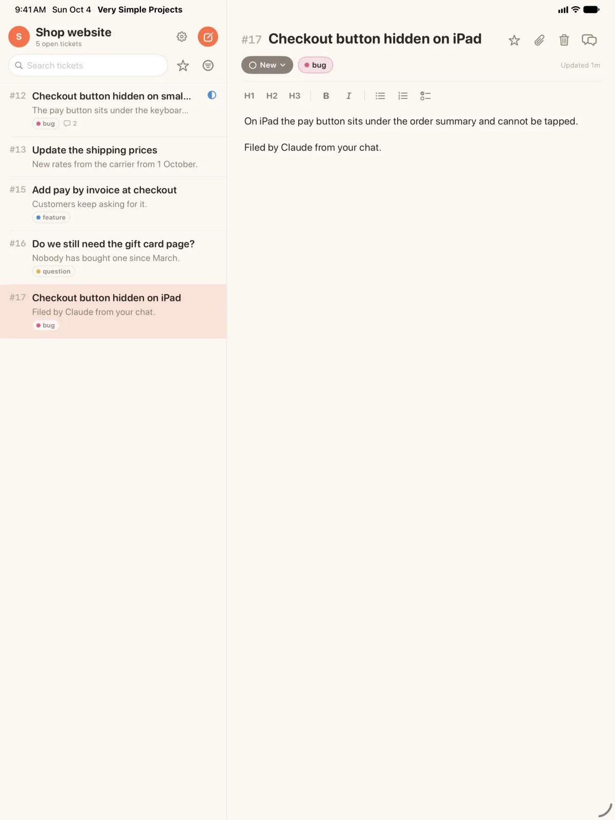 Pinpal Projects on iPad